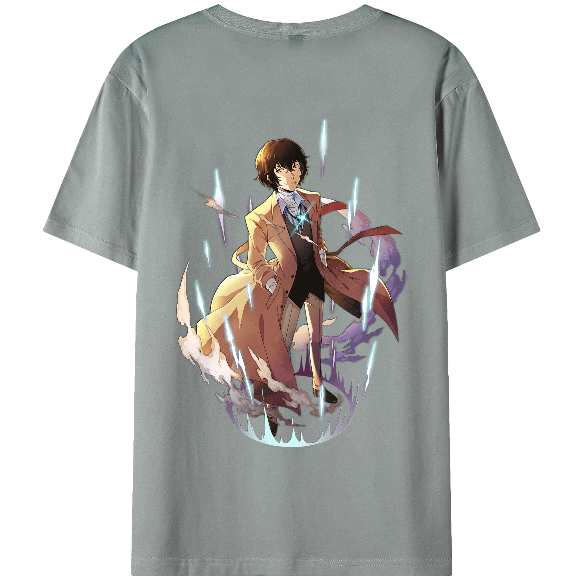 （画像用） 文豪ストレイドッグス Bungo Stray Dogs 綿100％ メンズ半袖Tシャツ（バックプリント） 通気性